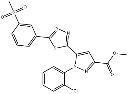 Methyl 1-(2-chlorophenyl)-5-(5-(3-(methylsulfonyl)phenyl)-1,3,4-thiadiazol-2-yl)-1H-pyrazole-3-carboxylate Structure