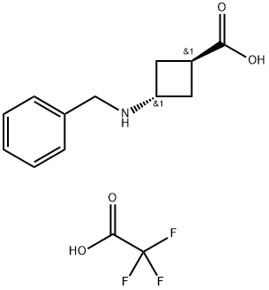 trans-3-(Benzylamino)cyclobutanecarboxylic acid compound with 2,2,2-trifluoroacetic acid (1:1) Structure