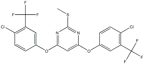 4,6-bis[4-chloro-3-(trifluoromethyl)phenoxy]-2-(methylsulfanyl)pyrimidine Structure