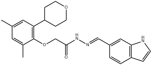 (E)-N-((1H-INDOL-6-YL)METHYLENE)-2-(2-(TETRAHYDRO-2H-PYRAN-4-YL)-4,6-DIMETHYLPHENOXY)ACETOHYDRAZIDE Structure