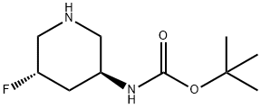 N-[(3S,5S)-5-fluoro-3-piperidinyl]-, 1,1-dimethylethyl ester Structure