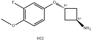 CyclobutanaMine, 3-(3-fluoro-4-Methoxyphenoxy)-, hydrochloride (1:1), trans- 구조식 이미지