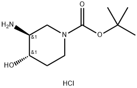 (3R,4R)-rel-tert-Butyl 3-amino-4-hydroxypiperidine-1-carboxylate hydrochloride Structure