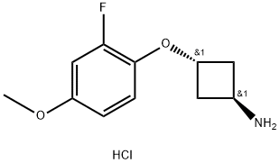 CyclobutanaMine, 3-(2-fluoro-4-Methoxyphenoxy)-, hydrochloride (1:1),trans- Structure