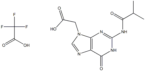 2,2,2-Trifluoroacetic acid coMpound with 2-(2-isobutyraMido-6-oxo-1H-purin-9(6H)-yl)acetic acid (1:1) 구조식 이미지