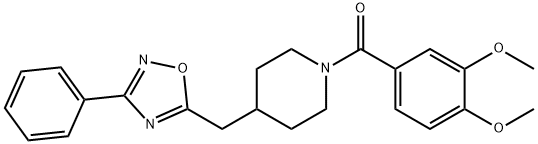 1-(3,4-dimethoxybenzoyl)-4-[(3-phenyl-1,2,4-oxadiazol-5-yl)methyl]piperidine 구조식 이미지