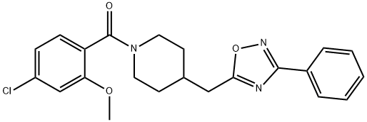 1-(4-chloro-2-methoxybenzoyl)-4-[(3-phenyl-1,2,4-oxadiazol-5-yl)methyl]piperidine 구조식 이미지