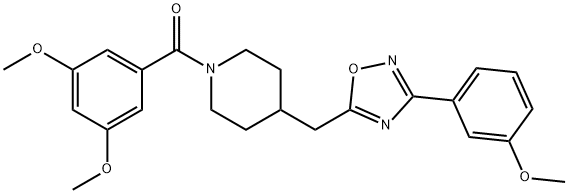 1-(3,5-dimethoxybenzoyl)-4-{[3-(3-methoxyphenyl)-1,2,4-oxadiazol-5-yl]methyl}piperidine Structure