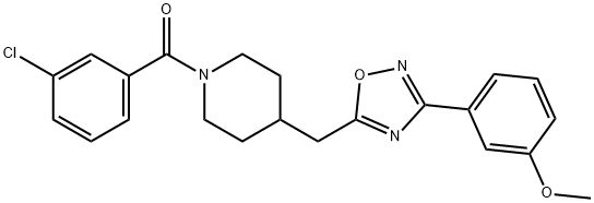 1-(3-chlorobenzoyl)-4-{[3-(3-methoxyphenyl)-1,2,4-oxadiazol-5-yl]methyl}piperidine 구조식 이미지