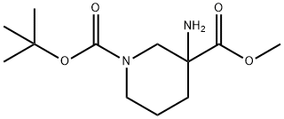 1,3-piperidinedicarboxylic acid, 3-amino-, 1-(1,1-dimethylethyl) 3-methyl ester Structure