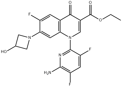 3-quinolinecarboxylic acid, 1-(6-amino-3,5-difluoro-2-pyridinyl)-6-fluoro-1,4-dihydro-7-[3-(2-methyl-1-azetidinyl]-4-oxo-, ethyl ester 구조식 이미지