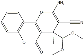 2-amino-4-(dimethoxymethyl)-4-methyl-5-oxo-4H,5H-pyrano[3,2-c]chromene-3-carbonitrile 구조식 이미지