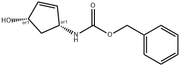 carbamic acid, [(1r,4s)-4-hydroxy-2-cyclopenten-1-yl]-, phenylmethyl ester, rel- (9ci) Structure
