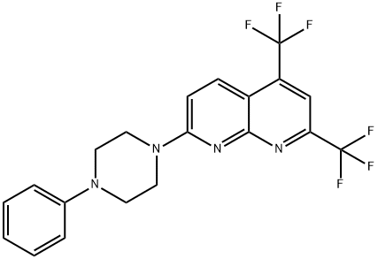 1,8-Naphthyridine,7-(4-phenyl-1-piperazinyl)-2,4-bis(trifluoromethyl)-(9CI) Structure