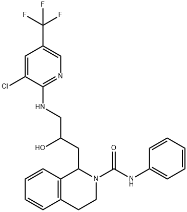 1-(3-{[3-chloro-5-(trifluoromethyl)pyridin-2-yl]amino}-2-hydroxypropyl)-N-phenyl-1,2,3,4-tetrahydroisoquinoline-2-carboxamide 구조식 이미지