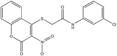 N-(3-chlorophenyl)-2-[(3-nitro-2-oxo-2H-chromen-4-yl)sulfanyl]acetamide 구조식 이미지