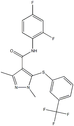 N-(2,4-difluorophenyl)-1,3-dimethyl-5-{[3-(trifluoromethyl)phenyl]sulfanyl}-1H-pyrazole-4-carboxamide Structure