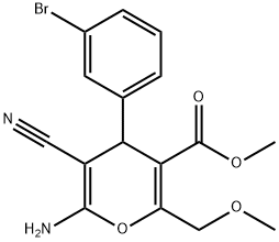 methyl 6-amino-4-(3-bromophenyl)-5-cyano-2-(methoxymethyl)-4H-pyran-3-carboxylate Structure