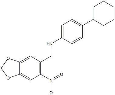 4-cyclohexyl-N-[(6-nitro-1,3-benzodioxol-5-yl)methyl]aniline 구조식 이미지