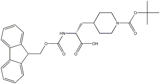 (2r)-3-{1-[(tert-butoxy)carbonyl]piperidin-4-yl-2-({[(9h-fluoren-9-yl)methoxy]carbonylamino)propanoic acid 구조식 이미지