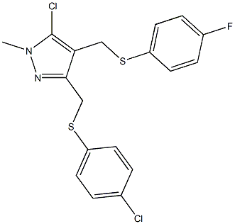 (5-chloro-3-{[(4-chlorophenyl)sulfanyl]methyl}-1-methyl-1H-pyrazol-4-yl)methyl 4-fluorophenyl sulfide 구조식 이미지