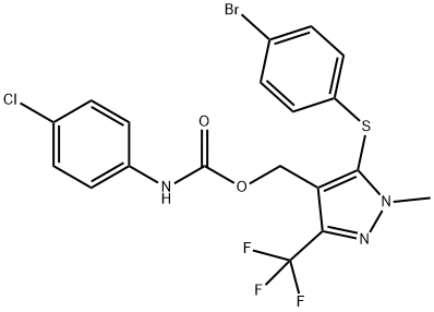 [5-[(4-bromophenyl)sulfanyl]-1-methyl-3-(trifluoromethyl)-1H-pyrazol-4-yl]methyl N-(4-chlorophenyl)carbamate Structure