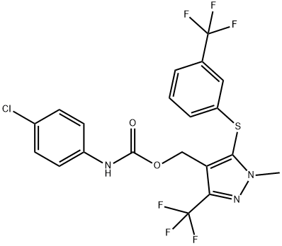 (1-methyl-3-(trifluoromethyl)-5-{[3-(trifluoromethyl)phenyl]sulfanyl}-1H-pyrazol-4-yl)methyl N-(4-chlorophenyl)carbamate 구조식 이미지