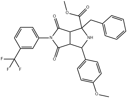 methyl 1-benzyl-3-(4-methoxyphenyl)-4,6-dioxo-5-[3-(trifluoromethyl)phenyl]octahydropyrrolo[3,4-c]pyrrole-1-carboxylate 구조식 이미지