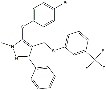 4-bromophenyl 1-methyl-3-phenyl-4-({[3-(trifluoromethyl)phenyl]sulfanyl}methyl)-1H-pyrazol-5-yl sulfide Structure