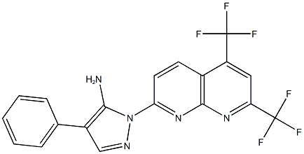 1H-Pyrazol-5-amine,1-[5,7-bis(trifluoromethyl)-1,8-naphthyridin-2-yl]-4-phenyl-(9CI) Structure
