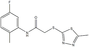 N-(5-fluoro-2-methylphenyl)-2-[(5-methyl-1,3,4-thiadiazol-2-yl)sulfanyl]acetamide 구조식 이미지