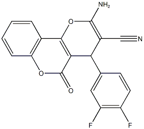 2-amino-4-(3,4-difluorophenyl)-5-oxo-4H,5H-pyrano[3,2-c]chromene-3-carbonitrile 구조식 이미지