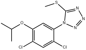1-[2,4-dichloro-5-(propan-2-yloxy)phenyl]-5-(methylsulfanyl)-1H-1,2,3,4-tetrazole 구조식 이미지
