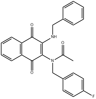 N-[3-(benzylamino)-1,4-dioxo-1,4-dihydronaphthalen-2-yl]-N-[(4-fluorophenyl)methyl]acetamide Structure