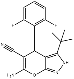 6-amino-3-tert-butyl-4-(2,6-difluorophenyl)-2H,4H-pyrano[2,3-c]pyrazole-5-carbonitrile 구조식 이미지