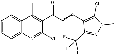 (2E)-3-[5-chloro-1-methyl-3-(trifluoromethyl)-1H-pyrazol-4-yl]-1-(2-chloro-4-methylquinolin-3-yl)prop-2-en-1-one Structure