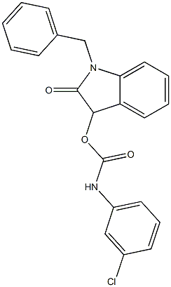 1-benzyl-2-oxo-2,3-dihydro-1H-indol-3-yl N-(3-chlorophenyl)carbamate 구조식 이미지