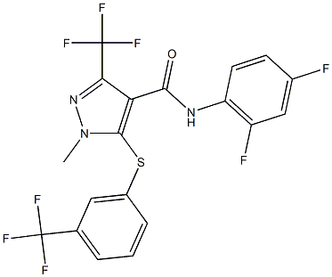 N-(2,4-difluorophenyl)-1-methyl-3-(trifluoromethyl)-5-{[3-(trifluoromethyl)phenyl]sulfanyl}-1H-pyrazole-4-carboxamide 구조식 이미지