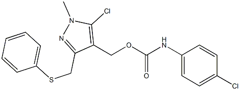 {5-chloro-1-methyl-3-[(phenylsulfanyl)methyl]-1H-pyrazol-4-yl}methyl N-(4-chlorophenyl)carbamate Structure