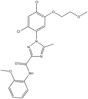 1-[2,4-dichloro-5-(2-methoxyethoxy)phenyl]-N-(2-methoxyphenyl)-5-methyl-1H-1,2,4-triazole-3-carboxamide 구조식 이미지