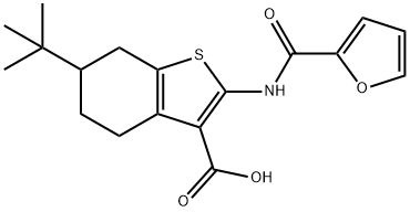 6-tert-butyl-2-(furan-2-carboxaMido)-4,5,6,7-tetrahydrobenzo[b]thiophene-3-carboxylic acid 구조식 이미지