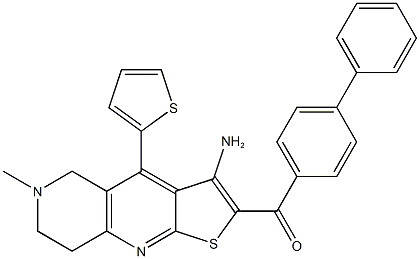 [3-amino-6-methyl-4-(2-thienyl)-5,6,7,8-tetrahydrothieno[2,3-b][1,6]naphthyridin-2-yl]([1,1'-biphenyl]-4-yl)methanone Structure
