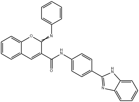 (2Z)-N-[4-(1H-1,3-benzodiazol-2-yl)phenyl]-2-(phenylimino)-2H-chromene-3-carboxamide 구조식 이미지