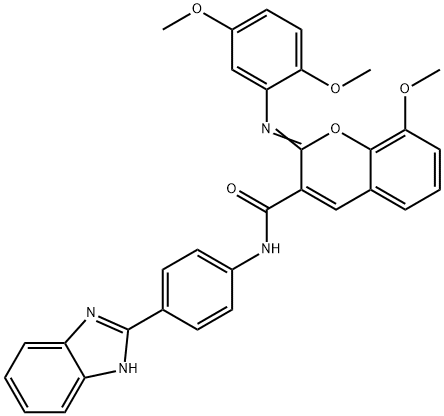 (2Z)-N-[4-(1H-1,3-benzodiazol-2-yl)phenyl]-2-[(2,5-dimethoxyphenyl)imino]-8-methoxy-2H-chromene-3-carboxamide 구조식 이미지