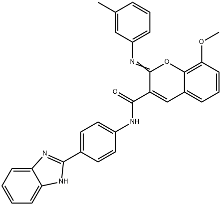 (2Z)-N-[4-(1H-1,3-benzodiazol-2-yl)phenyl]-8-methoxy-2-[(3-methylphenyl)imino]-2H-chromene-3-carboxamide 구조식 이미지