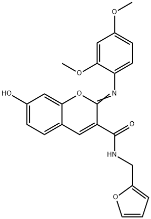 (2Z)-2-[(2,4-dimethoxyphenyl)imino]-N-[(furan-2-yl)methyl]-7-hydroxy-2H-chromene-3-carboxamide 구조식 이미지