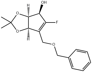 (3aS,4R,6aR)-6-[(benzyloxy)methyl]-5-fluoro-2,2-dimethyl-2H,3aH,4H,6aH-cyclopenta[d][1,3]dioxol-4-ol 구조식 이미지