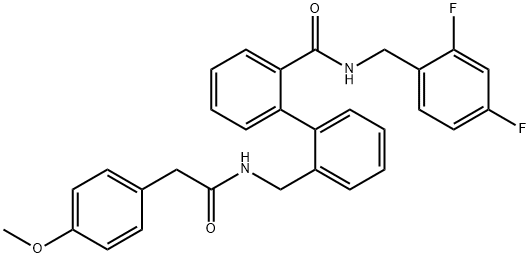 N-[(2,4-difluorophenyl)methyl]-2'-{[2-(4-methoxyphenyl)acetamido]methyl}-[1,1'-biphenyl]-2-carboxamide 구조식 이미지