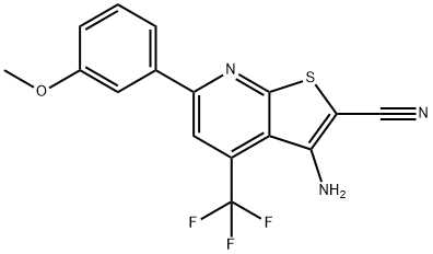 3-amino-6-(3-methoxyphenyl)-4-(trifluoromethyl)thieno[2,3-b]pyridine-2-carbonitrile Structure