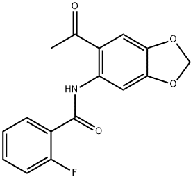 N-(6-acetyl-2H-1,3-benzodioxol-5-yl)-2-fluorobenzamide 구조식 이미지